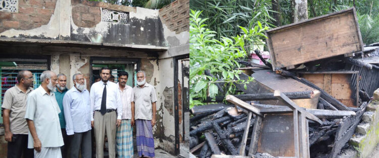 রায়নগরে ভয়াবহ অগ্নিকান্ডে ক্ষতিগ্রস্ত লাকী মিয়ার বাসা পরিদর্শনে